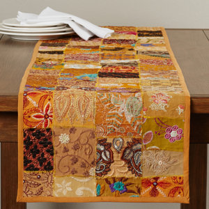 Jatia Hand Crafted Cotton and Poly Recyled Sari Table Runner