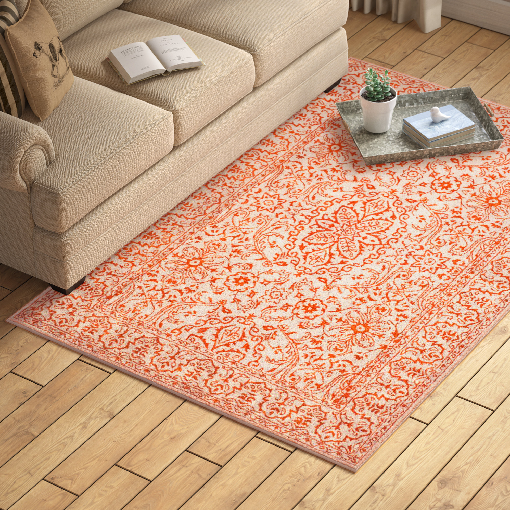 August Grove Prestige Hand Tufted Gray Rust Area Rug Wayfair