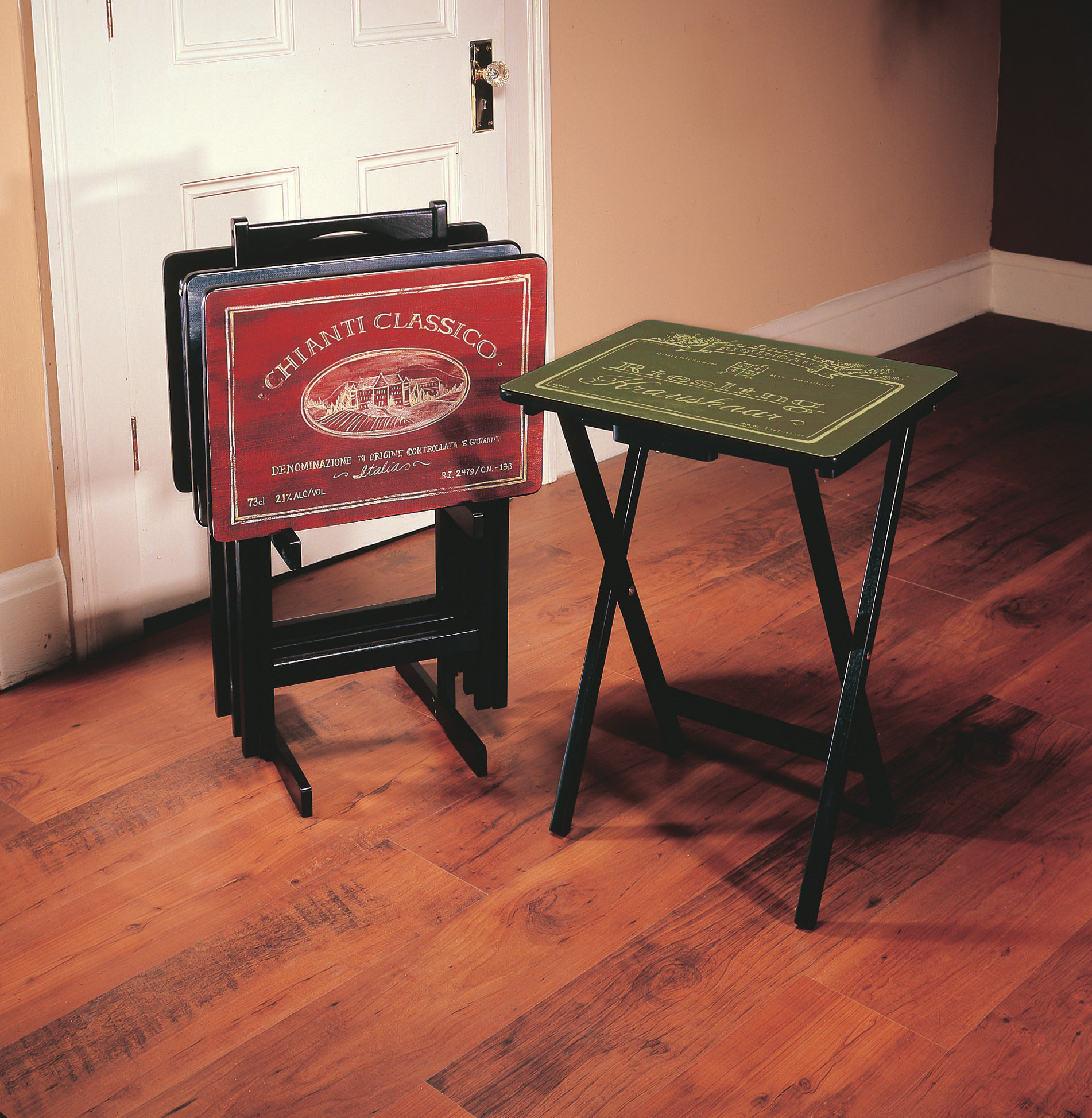 Alvina Wine Label Tv Tray Set With Stand Of 4 Reviews Joss Alvina Wine Label Tv Tray Set With Stand Of 4 Reviews Joss Main