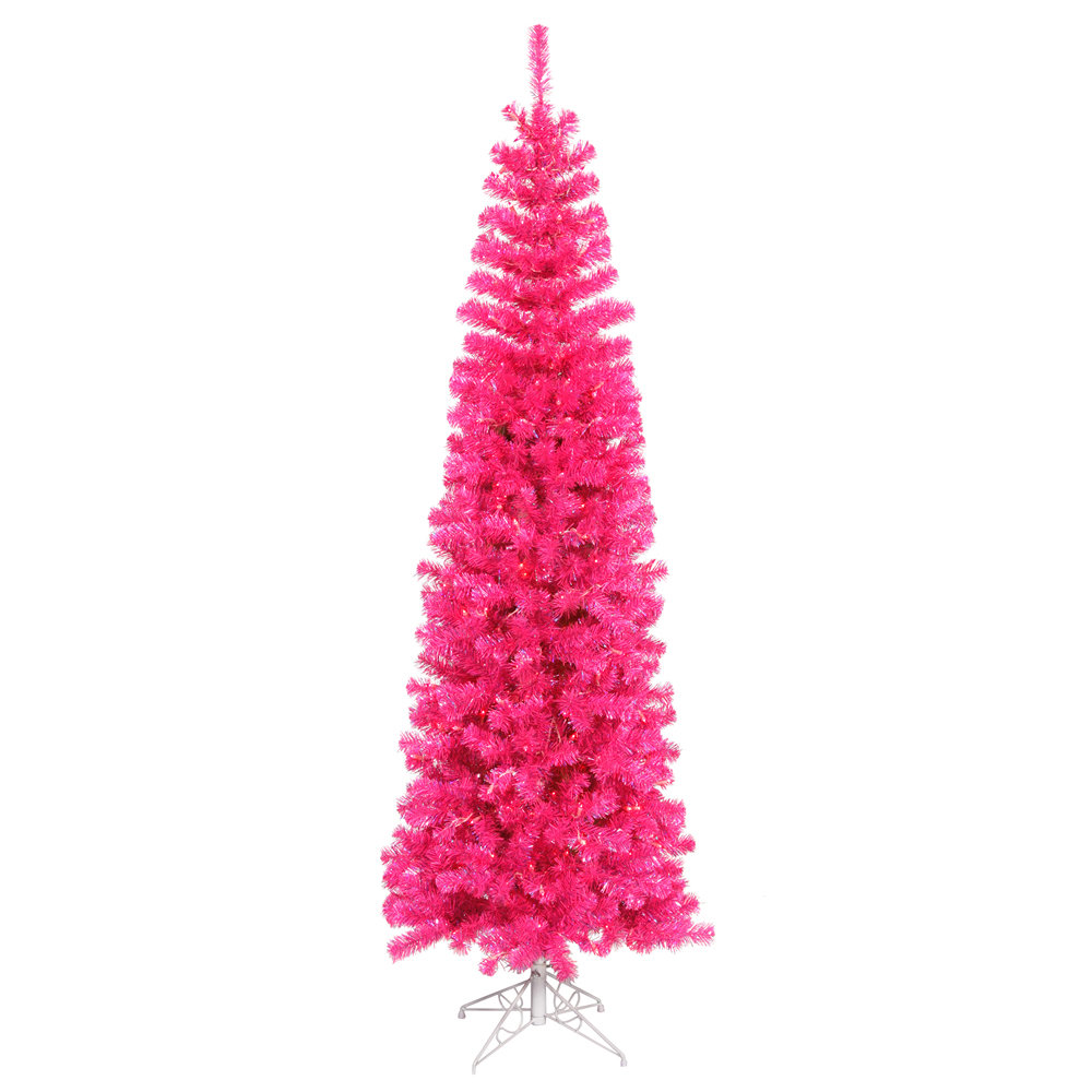 Pink Christmas Trees You Ll Love Wayfair 6 5 Hot Pink Pine Artificial Christmas Tree With 300 Single Colored Lights