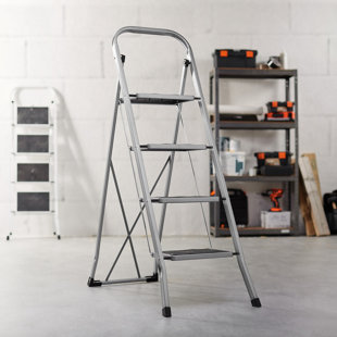 Folding Kitchen Step Ladder Wayfair Folding Portable 4 Step Steel Ladder With 330lbs Capacity