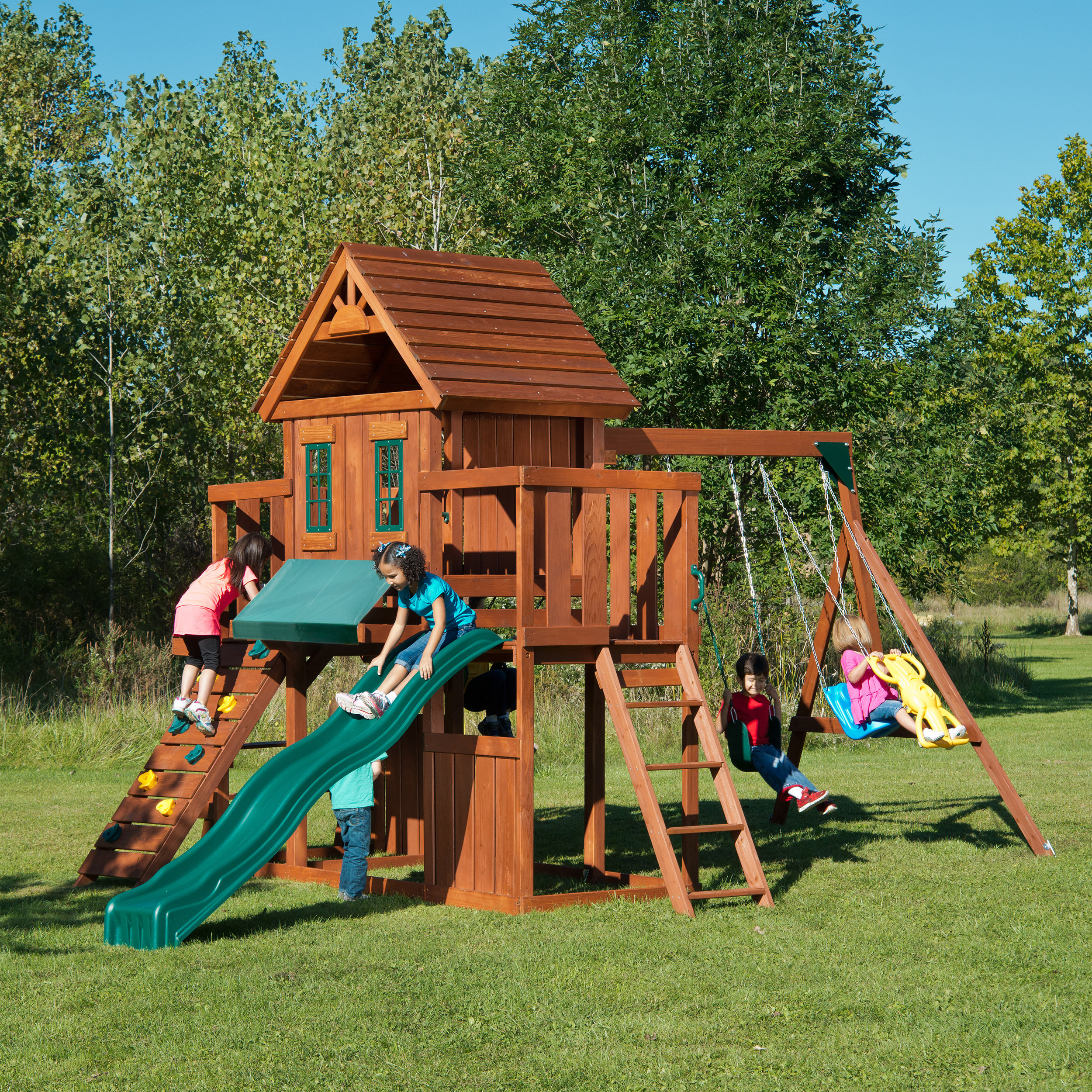 Swing N Slide Chesapeake Wood Complete Play Set With Two