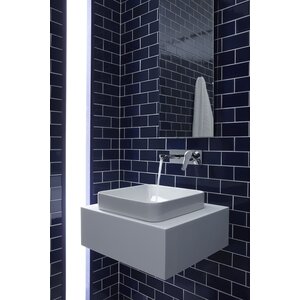 Vox Ceramic Square Vessel Bathroom Sink with Overflow