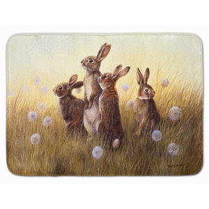 Rabbit in the Dandelions Memory Foam Bath Rug
