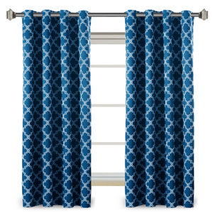 Dorsey Quatrefoil Geometric Blackout Thermal Grommet Curtain Panels (Set of 2)