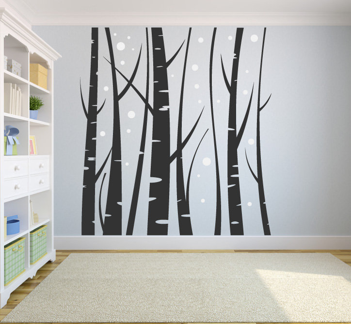 Harriet Bee Eldert Winter Birch Trees And Snowflakes Vinyl Wall Harriet Bee Eldert Winter Birch Trees And Snowflakes Vinyl Wall Decal Wayfair