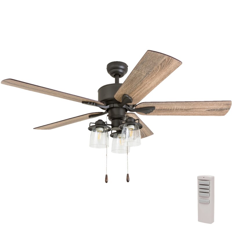 52" Sheyla 5 Blade LED Ceiling Fan, Light Kit Included ...