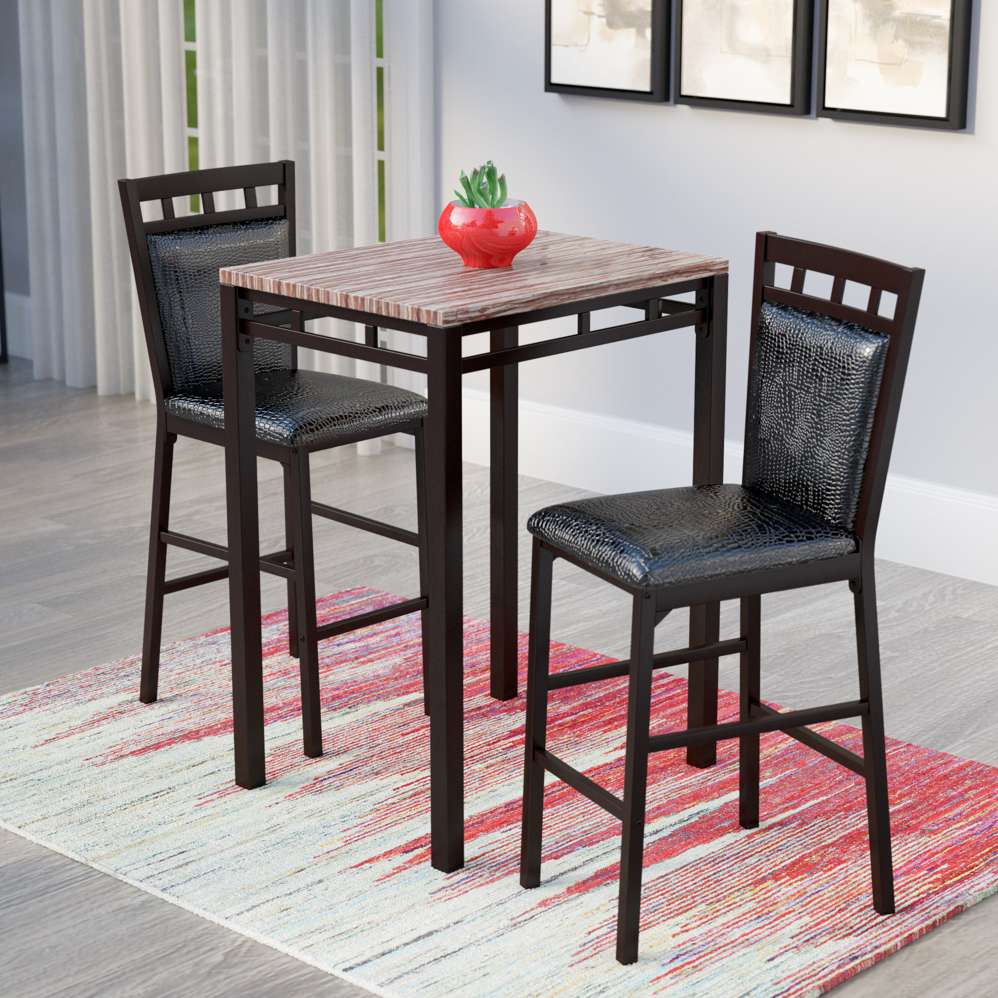 Laude Run Eric 3 Piece Pub Table Set Reviews Wayfair
