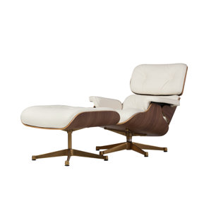 Martha Leather Lounge Chair and Ottoman by Corrigan Studio
