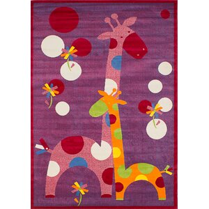 Luann Red Giraffe Area Rug