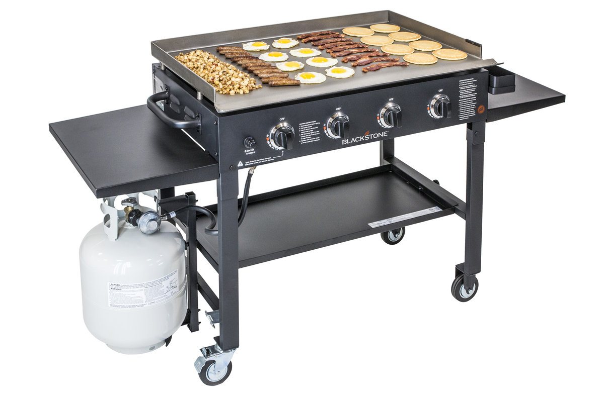 Blackstone Cooking Station 4Burner Propane Gas Grill with Side Shelves