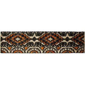 One-of-a-Kind Ikat Hand-Knotted Black Area Rug