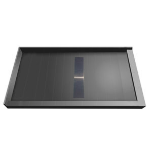 Double Threshold Shower Base with Center Trench Drain and Grate