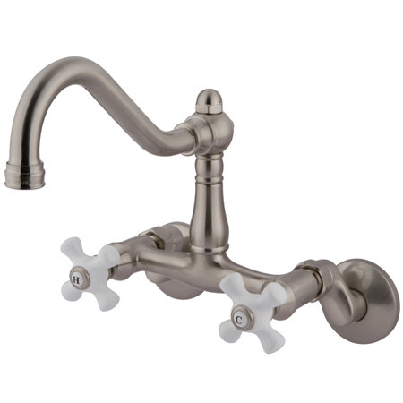 Kingston Br Vintage Double Handle Wall Mount Kitchen Faucet Wayfair Vintage Double Handle Wall Mount Kitchen Faucet