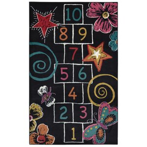 Anastasia Hopscotch Chalk Black Area Rug