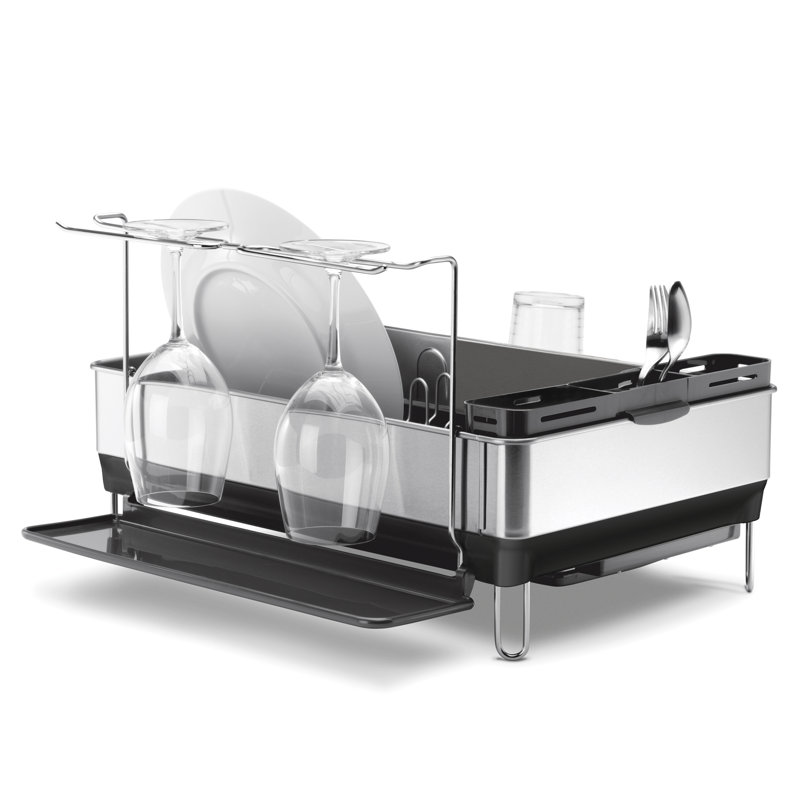 Steel+Frame+Dish+Rack%252C+Fingerprint Proof+Stainless+Steel+with+Grey+Plastic