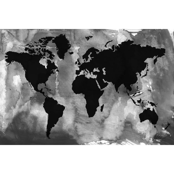 Andrew Lee Maps And Flags Black White World Map Graphic Art Andrew Lee Maps And Flags Black White World Map Graphic Art Wred On Canvas Wayfair Co Uk