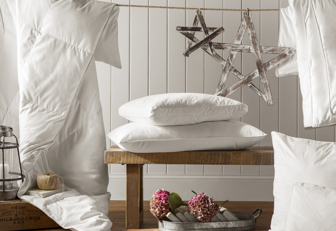 Blue Ridge Home Fashion Double Quilted Goose Feather Standard Pillow