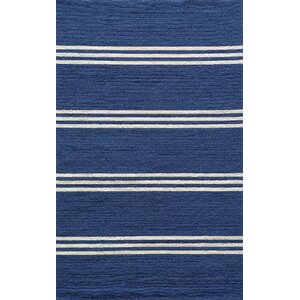 Dreadnought Hand-Hooked Blue Indoor/Outdoor Area Rug