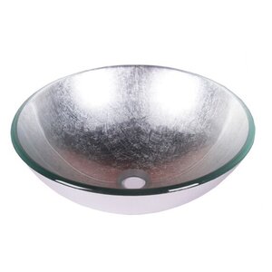 Foil Tempered Glass Circular Vessel Bathroom Sink