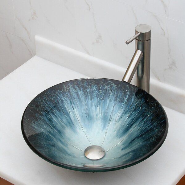 Elimaxs Elite Glass Circular Vessel Bathroom Sink & Reviews | Wayfair