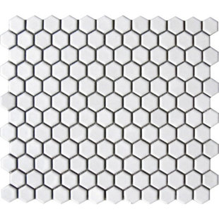 Hexagonal Tile You Ll Love Wayfair Value Series 1 X Porcelain Mosaic Tile In Bright White