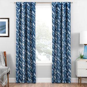 Avah Chevron Blackout Thermal Rod Pocket Single Curtain Panel