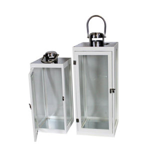 2 Piece Wood Lantern Set