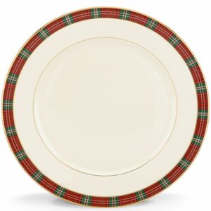 Winter Greetings Plaid Dinner Plate