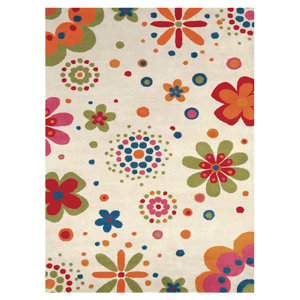 Fantasia Fan Girls Beige Bouquet Area Rug