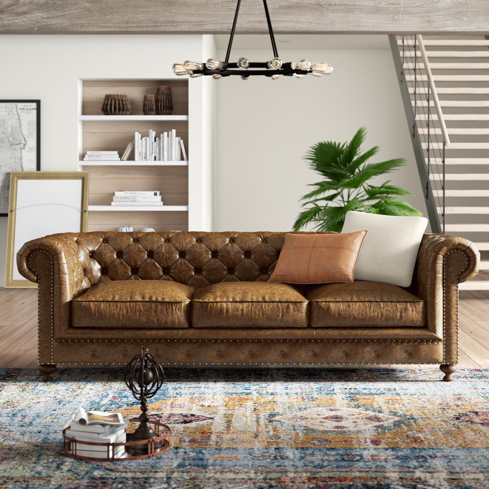 Juurg Leather Chesterfield Sofa