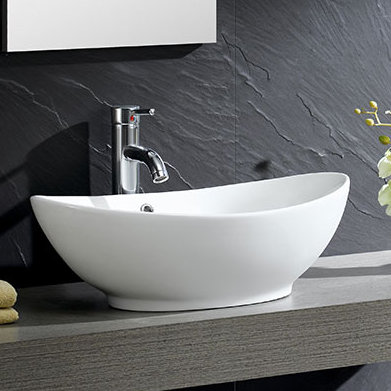 Fine Fixtures Modern Ceramic Oval Vessel Bathroom Sink With Modern Ceramic Oval Vessel Bathroom Sink With Overflow