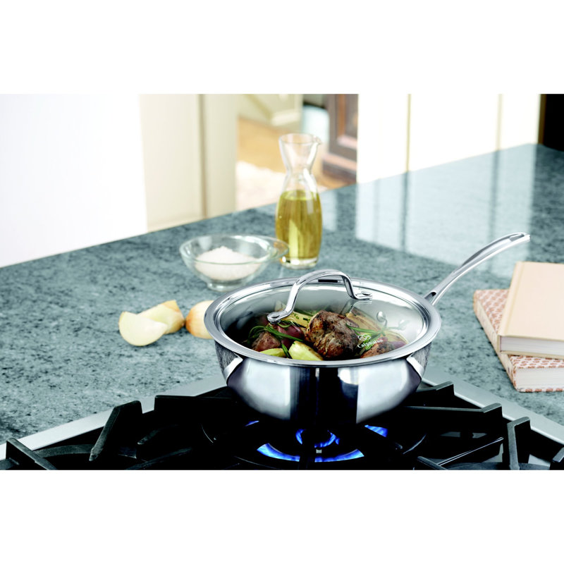 Calphalon TriPly Stainless Steel 3qt. Chef's Saute Pan with Lid & Reviews Wayfair