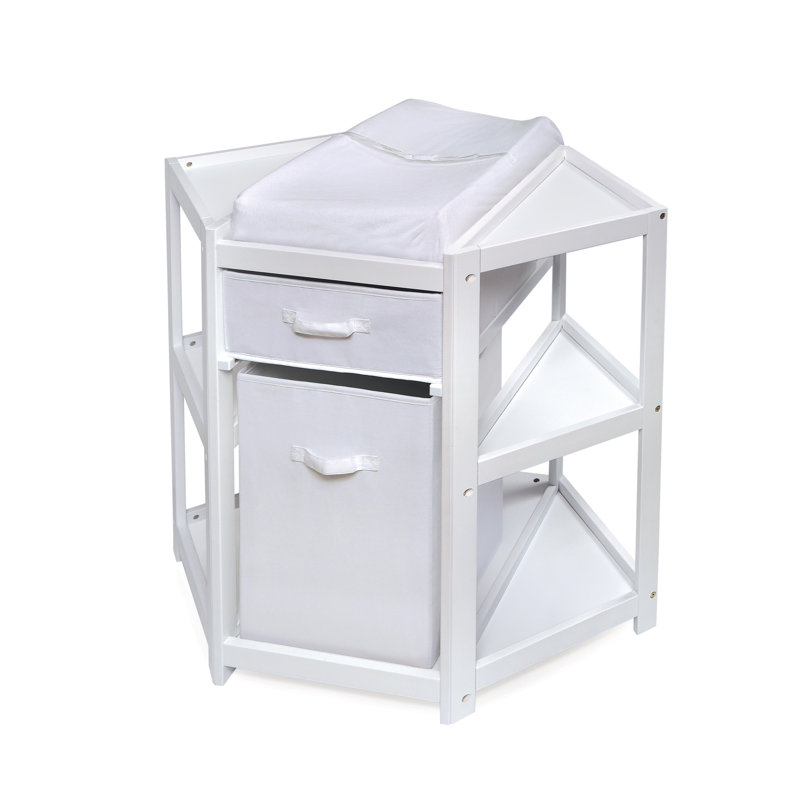 Diaper Corner Baby Changing Table with Pad and 1 Basket with Hamper