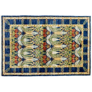 One-of-a-Kind Arts and Crafts Hand-Knotted Blue/Green Area Rug