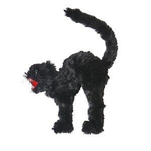 Furry Black Cat Figurine