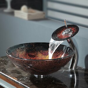 Lava Glass Circular Vessel Bathroom Sink with Faucet