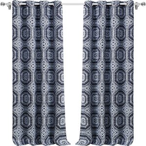 Kishmore Geometric Blackout Grommet Curtain Panels (Set of 2)