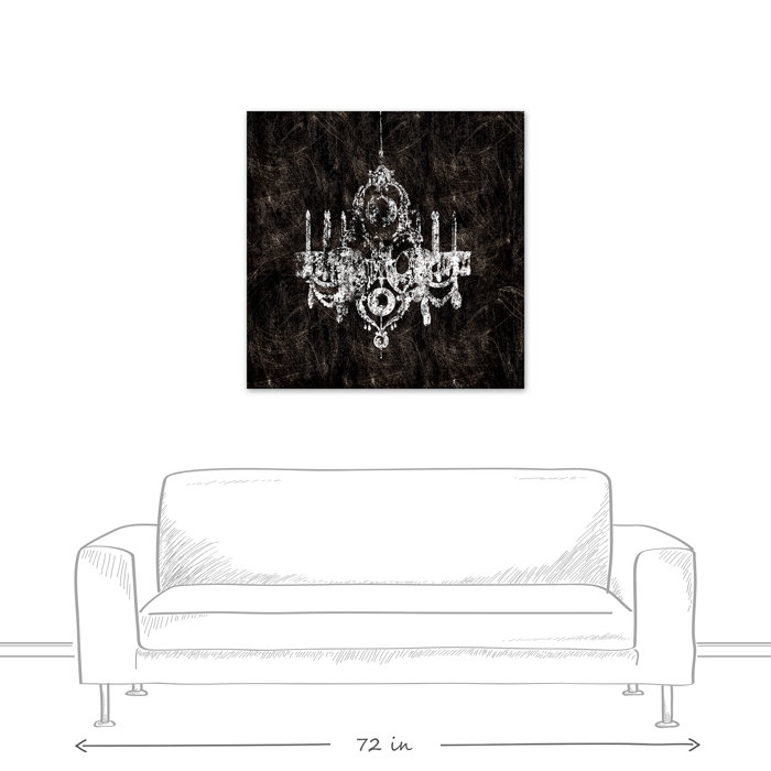 Rosdorf Park Black And White Chandelier Graphic Art Print On Black And White Chandelier Graphic Art Print On Wrapped Canvas