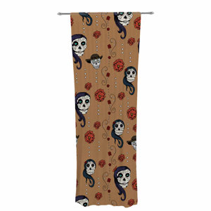 Stephanie Vaeth Calaveras Decorative Graphic Print Sheer Rod Pocket Curtain Panels Panels (Set of 2)
