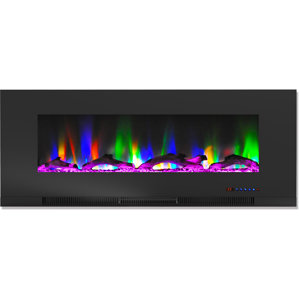 Beveridge Driftwood Log Display Wall Mount Electric Fireplace by Ebern Designs
