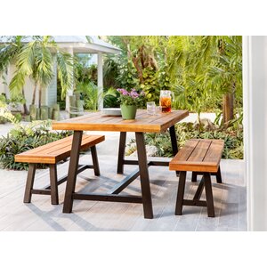 Bartlesville Rustic Metal 3 Piece Dining Set