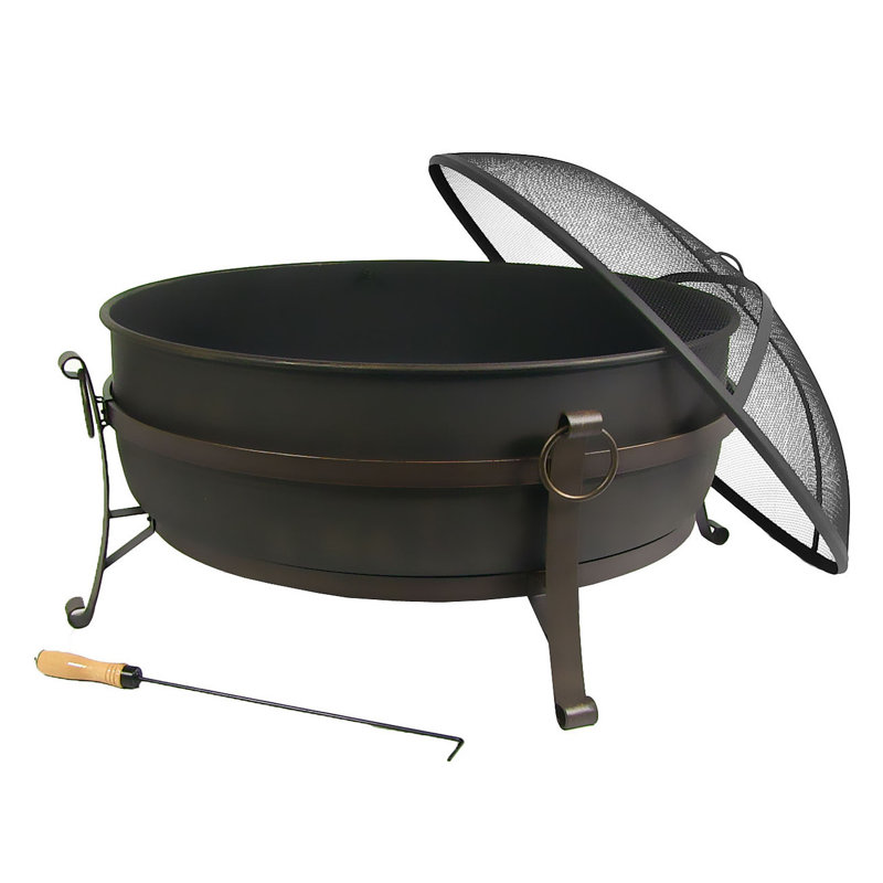 Charlton Home Flanigan Cauldron Steel Wood Fire Pit & Reviews Wayfair.ca