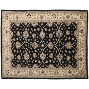 One-of-a-Kind Oushak Hand-Knotted Black Area Rug