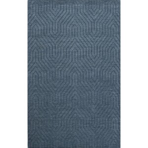 Chevell Wool Solids Hand-Loomed Blue Area Rug