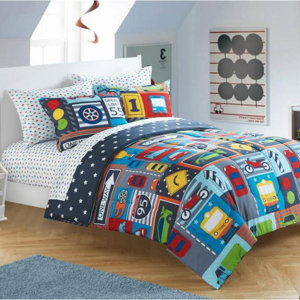 Enigma Bed in a Bag Toddler Comforter Set in Busy Cars