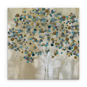'Teal Tree' Graphic Art Print on Wrapped Canvas