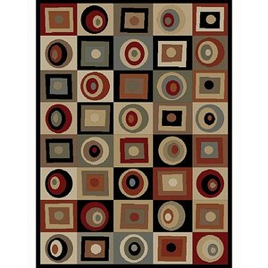 Soho Tribeca Rounds and Squares Brown Area Rug