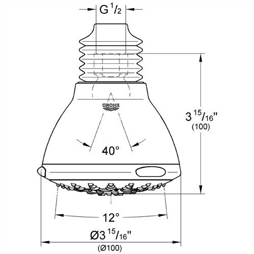 Shower Head Drawing grohe movario five shower head & reviews | wayfair Shower Head Drawing grohe movario five shower head & reviews | wayfair