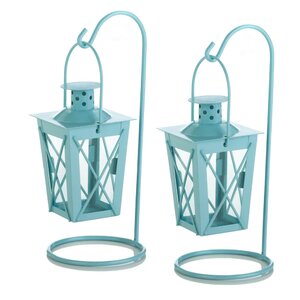 Iron and Glass Lantern (Set of 2)